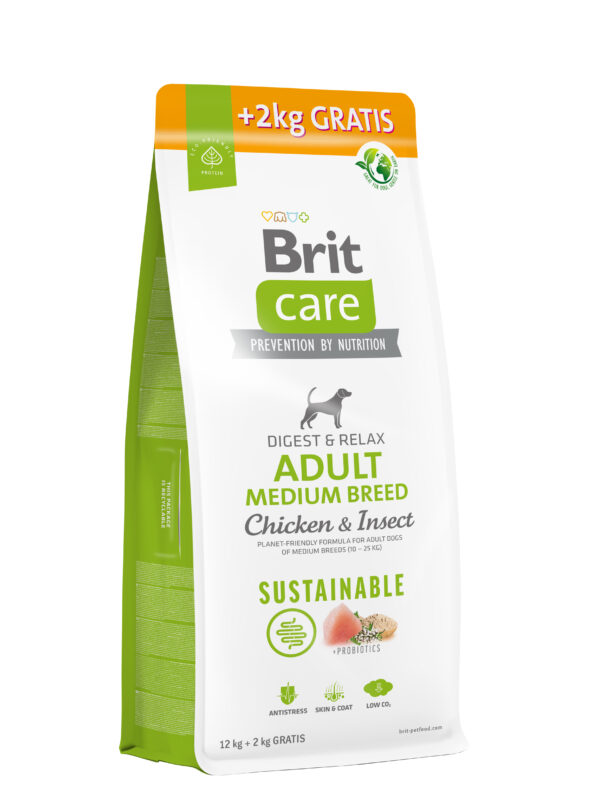 Brit Care Sustainable Adult Medium Breed Chicken & Insect sausas maistas šunims su vištiena ir vabzdžiais 12 + 2 kg - Image 1