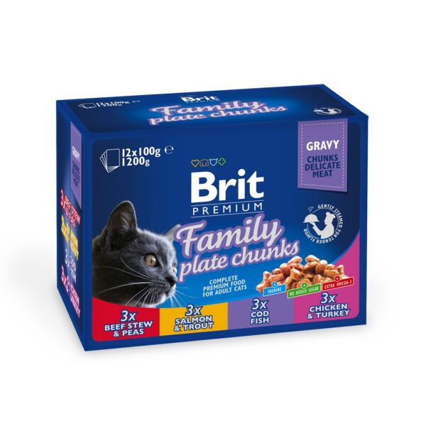 Brit Premium konservai katėms maiš. Family Plate 1200 g (12x100 g) - Image 1