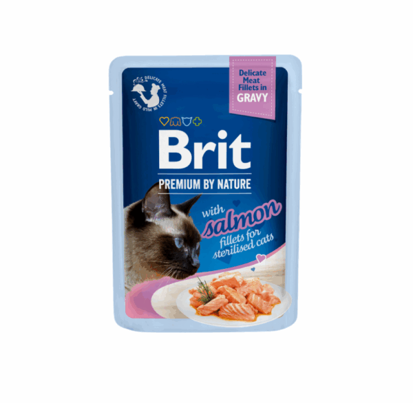 Brit Premium Cat Delicate konservai katėms maiš. Salmon for Sterilised in Gravy 85 g - Image 1