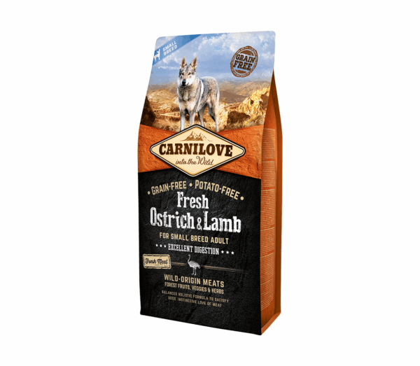 Carnilove Fresh Ostrich & Lamb for small breed sausas maistas šunims 6kg - Image 1