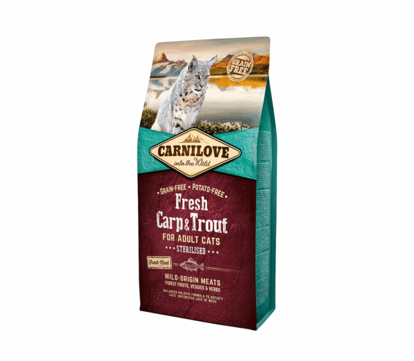 Carnilove Fresh Carp & Trout Sterilised for Adult sausas maistas katėms 2 kg - Image 1