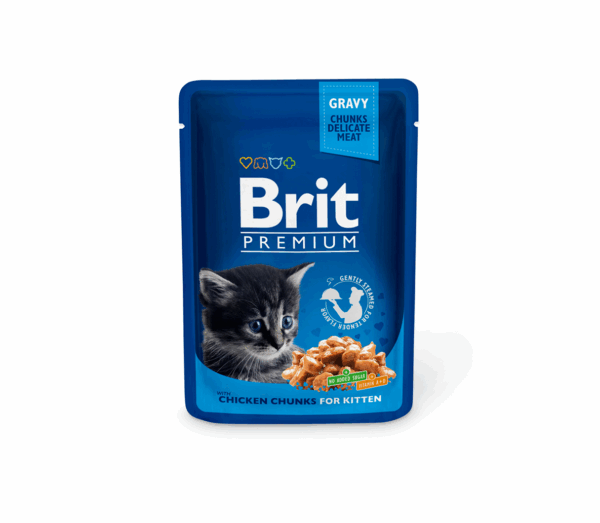 Brit Premium konservai katėms maiš. Chicken Chunks Kitten 100 g - Image 1