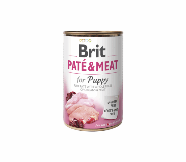 Brit Care konservai šunims Chicken & Turkey Pate & Meat for Puppy 400 g - Image 1