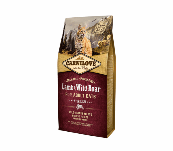 Carnilove Lamb & Wild Boar Adult Cat Sterilised sausas maistas katėms 2 kg - Image 1