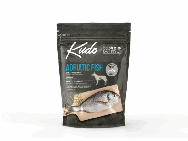 Kudo Adriatic Fish Medium Maxi Adult sausas maistas suaugusiems šunims 3 kg - Image 1