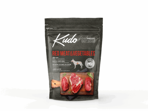 Kudo Red Meat & Vegetables Medium Maxi Adult sausas maistas suaugusiems šunims 3 kg - Image 1
