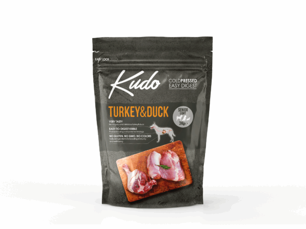 Kudo Turkey & Duck Senior Light sausas maistas vyresniems šunims 3 kg - Image 1