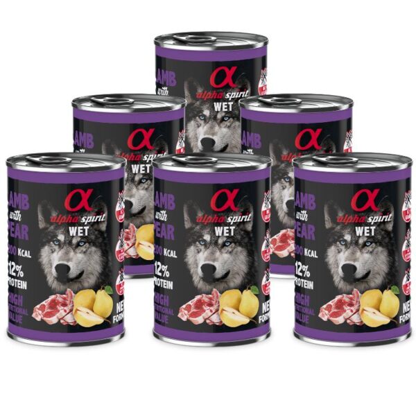 ALPHA SPIRIT WET konservas su ėriena ir kriaušėmis 400g 6vnt - Image 1