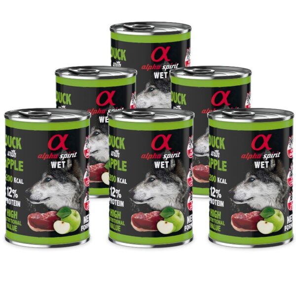 ALPHA SPIRIT WET konservas su antiena ir žaliais obuoliais 400g 6vnt - Image 1