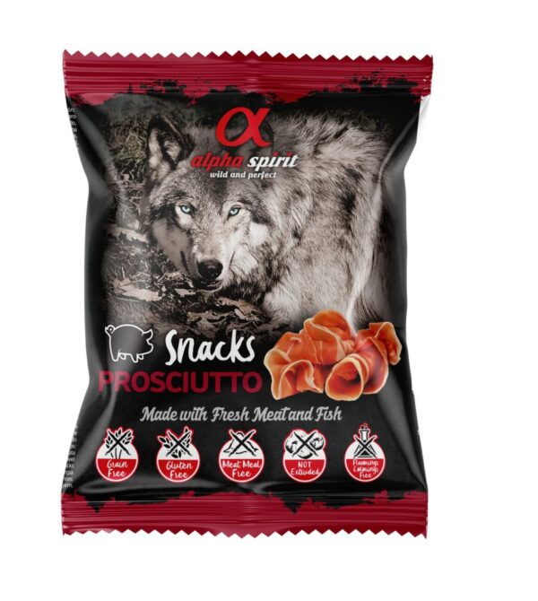 ALPHA SPIRIT SNACKS DOG skanėstai šunims su kumpiu 50g - Image 1